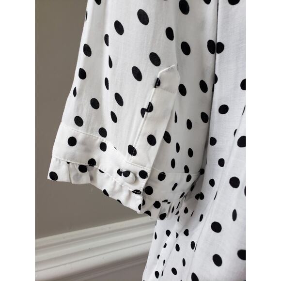 Anthropogie Maeve White & Black Rayon V-Neck Short Sleeve Button Down Shirt 12 - Picture 8 of 13